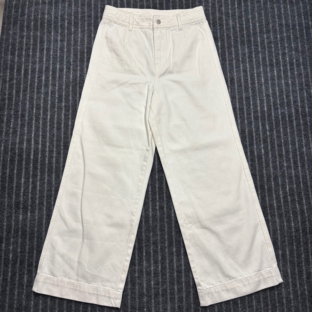 Miou Muse Womens S Ecru Ecru Crop Pant Wide Leg High Rise P2983ST (2420)
